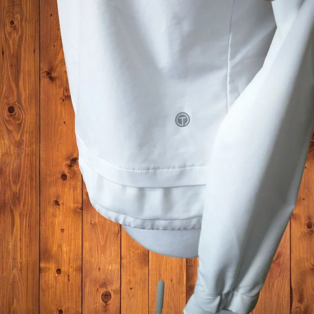 T By Talbots Size P White Zip Up Activewear Jacket Pockets Thumbholes Casual